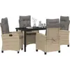 Image de vidaXL Salon de jardin avec coussins 5 pcs Beige Poly-Rattan