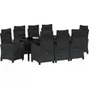 Image de vidaXL Ensemble de jardin pour repas, 9 pièces, noir, en résine tressée