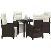 Image de vidaXL Ensemble de salle à manger de jardin avec coussins 5 pièces Marron Poly-rotin