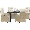 Image de vidaXL Salon de jardin avec coussins 5 pcs Beige Poly-Rattan