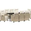 Image de vidaXL Ensemble de jardin pour repas, 9 pièces, beige, en résine tressée