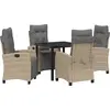 Image de vidaXL Salon de jardin avec coussins 5 pcs Beige Poly-Rattan