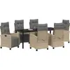 Image de vidaXL Salon de jardin avec coussins 7 pcs Beige Poly-Rattan