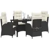 Image de vidaXL Salon de jardin avec coussins 5 pcs noir Poly-Rattan
