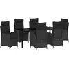Image de vidaXL Ensemble de jardin pour repas, 7 pièces, noir, en résine tressée