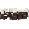 Image de vidaXL Salon de jardin avec coussins 9 pcs brun Poly-Rattan