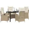 Image de vidaXL Salon de jardin avec coussins 5 pcs Beige Poly-Rattan