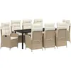 Image de vidaXL Salon de jardin avec coussins 9 pcs Beige Poly-Rattan