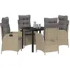Image de vidaXL Salon de jardin avec coussins 5 pcs Beige Poly-Rattan