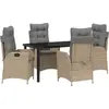 Image de vidaXL Salon de jardin avec coussins 5 pcs Beige Poly-Rattan