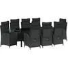 Image de vidaXL Salon de jardin avec coussins 9 pcs noir poly-rotin