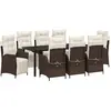 Image de vidaXL Salon de jardin avec coussins 9 pcs brun Poly-Rattan