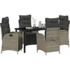 Image de vidaXL Salon de jardin avec coussins 5 pcs Gris Poly-Rotin