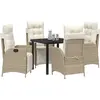 Image de vidaXL Salon de jardin avec coussins 5 pcs Beige Poly-Rattan