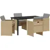 Image de vidaXL Ensemble de jardin 5 pcs Beige Poly-Rattan