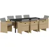 Image de vidaXL Ensemble de jardin 9 pcs Beige Poly-Rotin