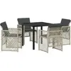 Image de vidaXL Ensemble de jardin 5 pcs gris clair Poly-Rotin