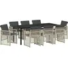 Image de vidaXL Ensemble de jardin 9 pcs gris clair Poly-Rotin