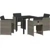 Image de vidaXL Ensemble de jardin 5 pcs Gris Poly-Rotin