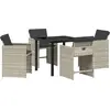 Image de vidaXL Ensemble de jardin 5 pcs gris clair Poly-Rotin