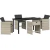 Image de vidaXL Ensemble de jardin 5 pcs gris clair Poly-Rotin