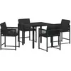 Image de vidaXL Ensemble de jardin 5 pcs noir Poly-Rattan