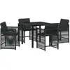 Image de vidaXL Ensemble de jardin 5 pcs noir Poly-Rattan