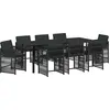 Image de vidaXL Ensemble de jardin 9 pcs noir Poly-Rattan