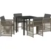 Image de vidaXL Ensemble de jardin 5 pcs Gris Poly-Rotin