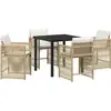 Image de vidaXL Ensemble de jardin 5 pcs Beige Poly-Rattan