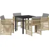 Image de vidaXL Ensemble de jardin 5 pcs Beige Poly-Rattan
