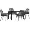 Image de vidaXL Salon de jardin avec coussins 5 pcs noir Poly-Rattan