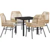 Image de vidaXL Ensemble de salle à manger de jardin avec coussins 5 pièces Marron Poly-rotin