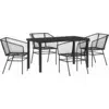 Image de vidaXL Ensemble de jardin pour 5 personnes, noir, en résine tressée