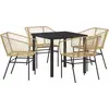 Image de vidaXL Ensemble de jardin 5 pcs brun Poly-Rattan