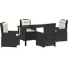 Image de vidaXL Ensemble de jardin 5 pcs noir Poly-Rattan