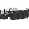 Image de vidaXL Ensemble de jardin 9 pcs noir Poly-Rattan