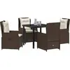 Image de vidaXL Ensemble de jardin 5 pcs brun Poly-Rattan