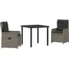 Image de vidaXL Ensemble de jardin 3 pcs Gris Poly-Rotin