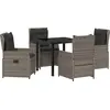 Image de vidaXL Ensemble de jardin 5 pcs Gris Poly-Rotin