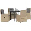 Image de vidaXL Ensemble de salle à manger de jardin 5 pièces beige et gris clair en polyrotin