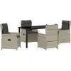 Image de vidaXL Ensemble de jardin 5 pcs gris clair Poly-Rotin