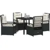 Image de vidaXL Ensemble de jardin 5 pcs noir Poly-Rattan