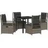 Image de vidaXL Ensemble de jardin 5 pcs Gris Poly-Rotin