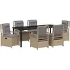 Image de vidaXL Salon de jardin 7 pcs Beige et gris clair Poly-Rattan