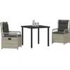 Image de vidaXL Ensemble de jardin 3 pcs gris clair Poly-Rotin