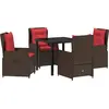 Image de vidaXL Ensemble de jardin pour repas, 5 pièces, couleur marron, en résine tressée