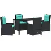 Image de vidaXL Salon de jardin avec coussins 5 pcs noir poly rotin