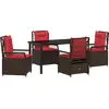 Image de vidaXL Ensemble de jardin pour repas, 5 pièces, couleur marron, en résine tressée (polyrotin)