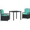 Image de vidaXL Ensemble de jardin 3 pcs noir Poly-Rotin